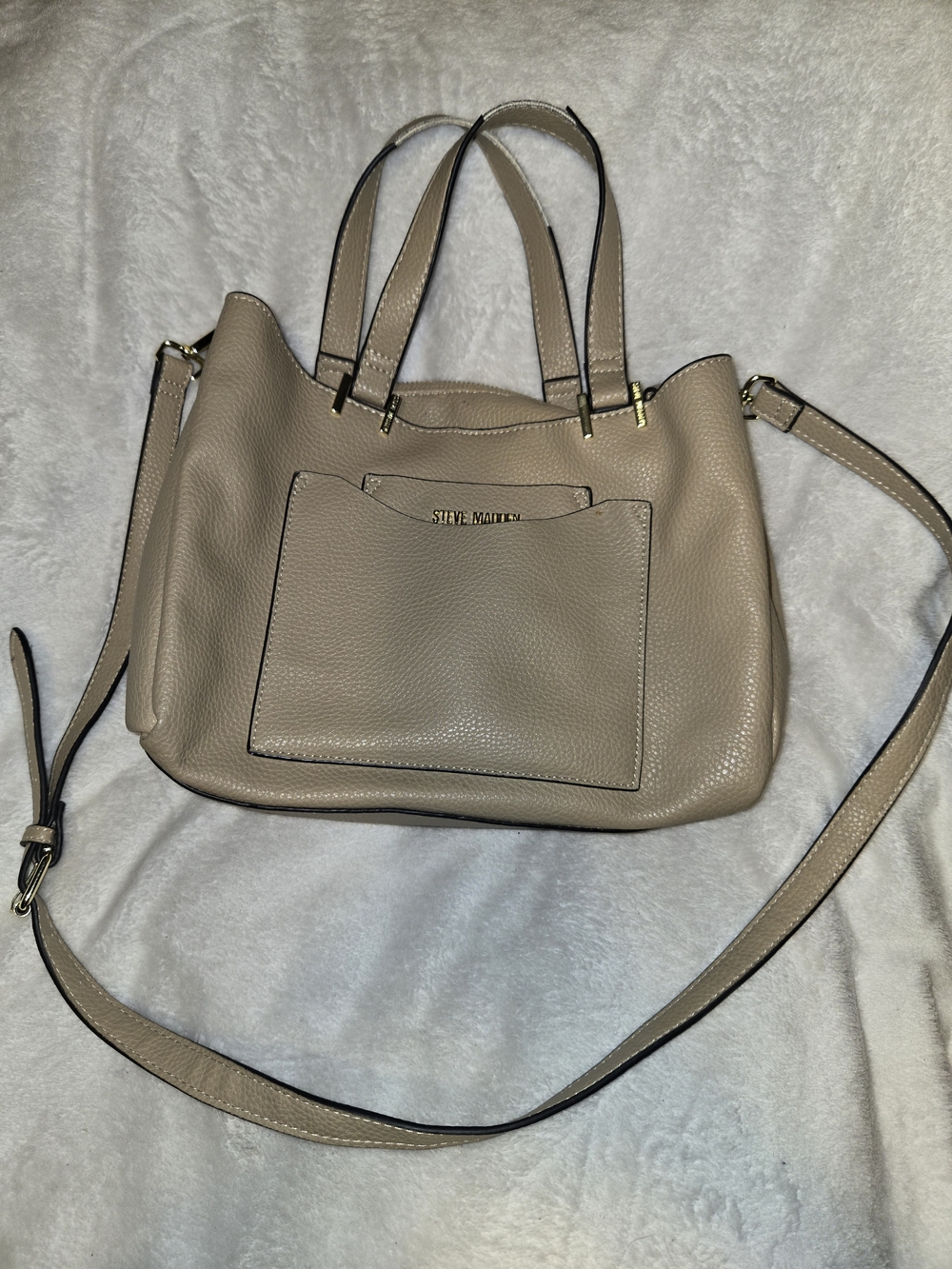 Steve Madden Beige Leather Tote with Removable Strap